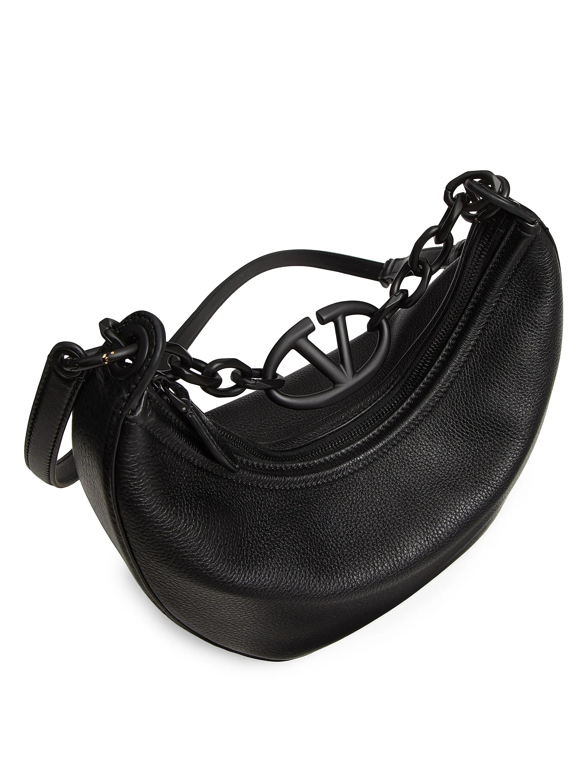 Valentino Garavani VLogo Moon Small Hobo Bag in Grainy Calfskin