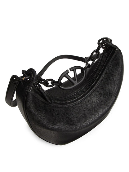 Valentino Garavani VLogo Moon Small Hobo Bag in Grainy Calfskin