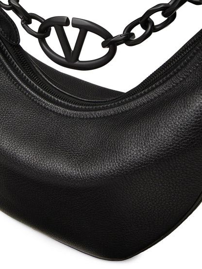 Valentino Garavani VLogo Moon Small Hobo Bag in Grainy Calfskin