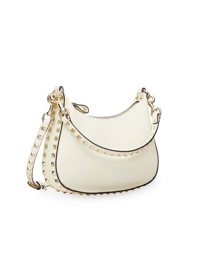 Valentino Garavani Small Rockstud Hobo Bag In Grainy Calfskin