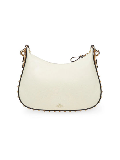 Valentino Garavani Small Rockstud Hobo Bag In Grainy Calfskin