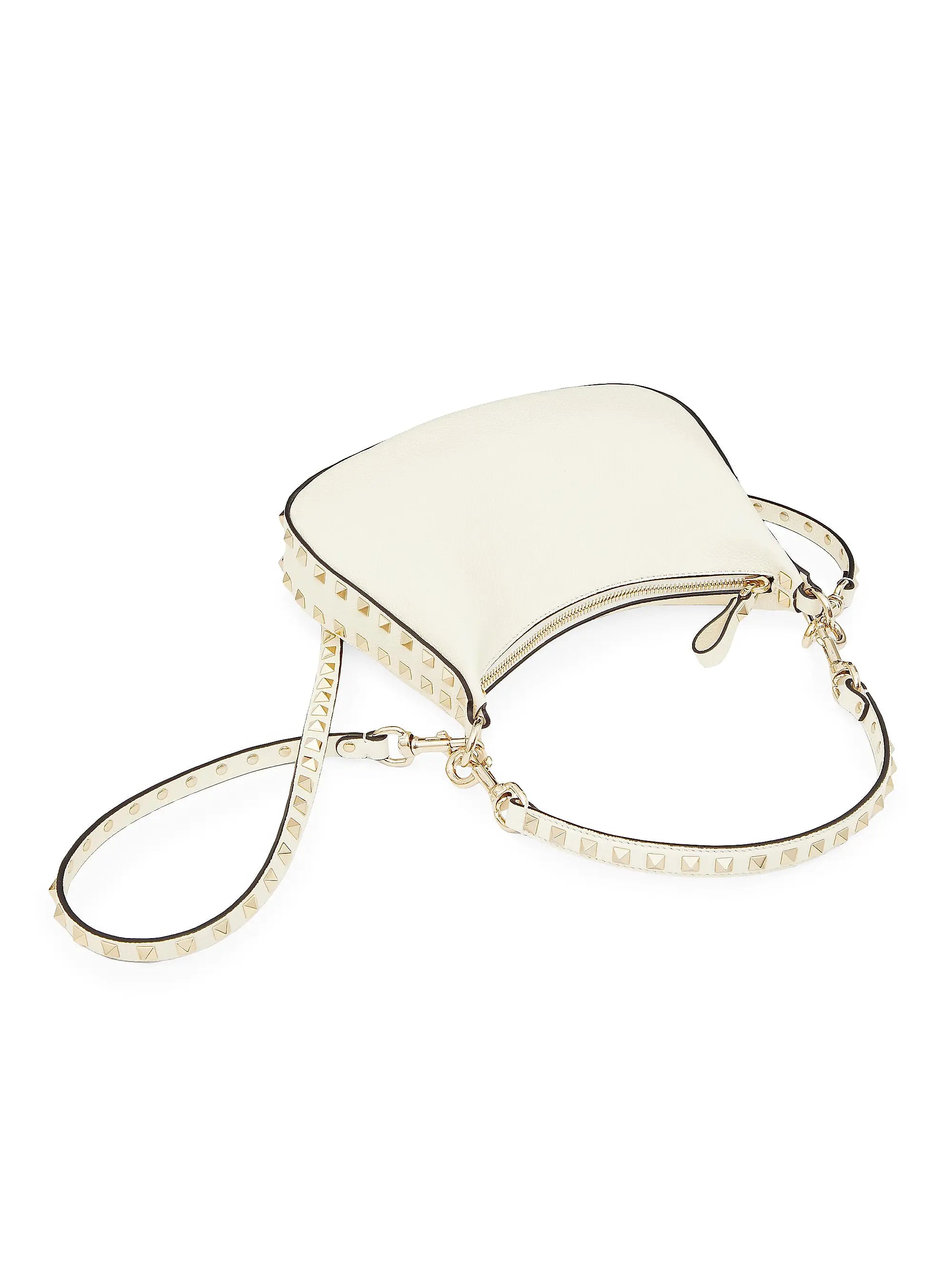 Valentino Garavani Small Rockstud Hobo Bag In Grainy Calfskin