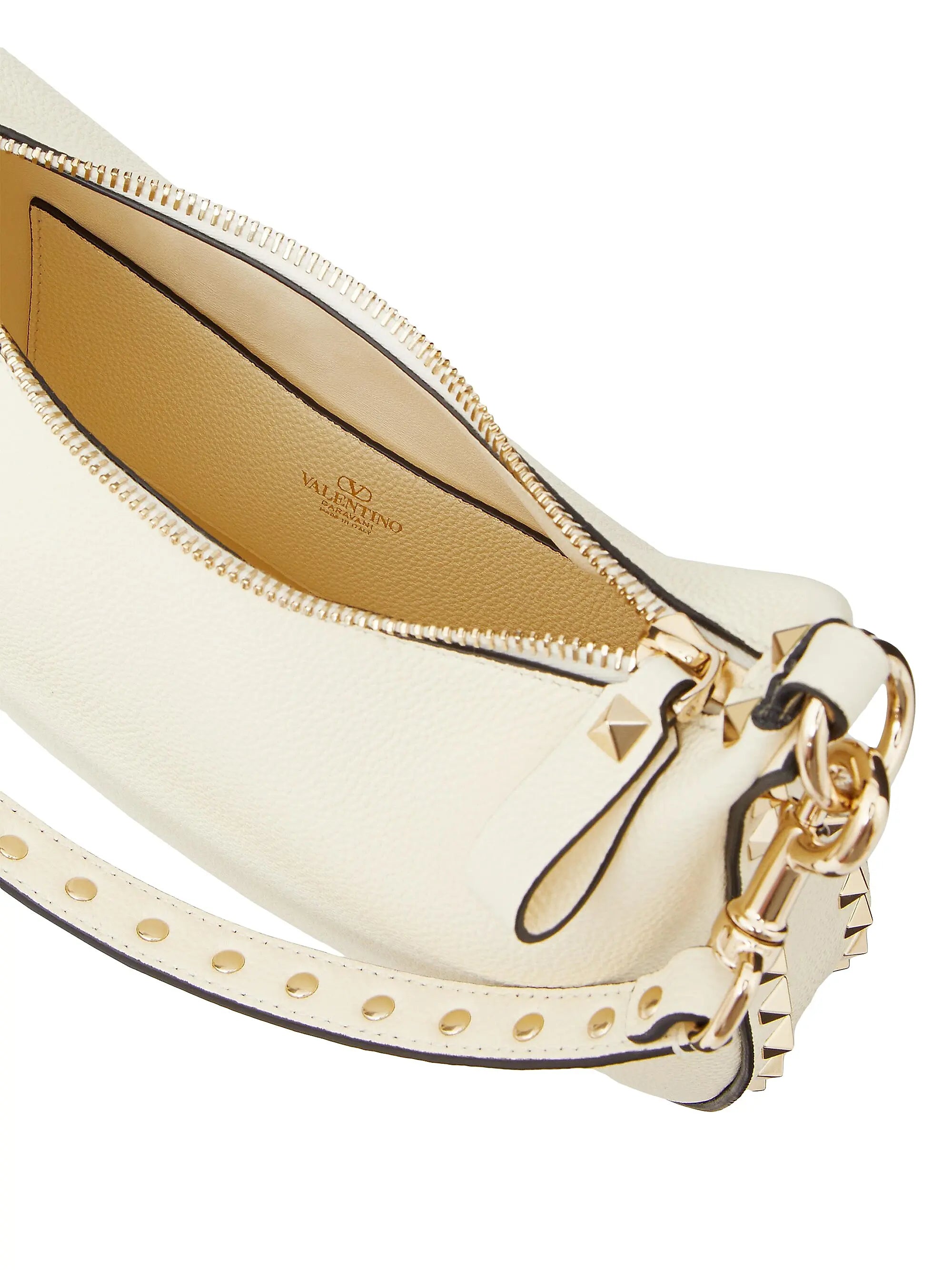 Valentino Garavani Small Rockstud Hobo Bag In Grainy Calfskin
