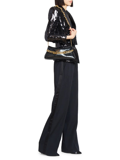 Balmain 1945 Crinkled Leather Soft Pouch