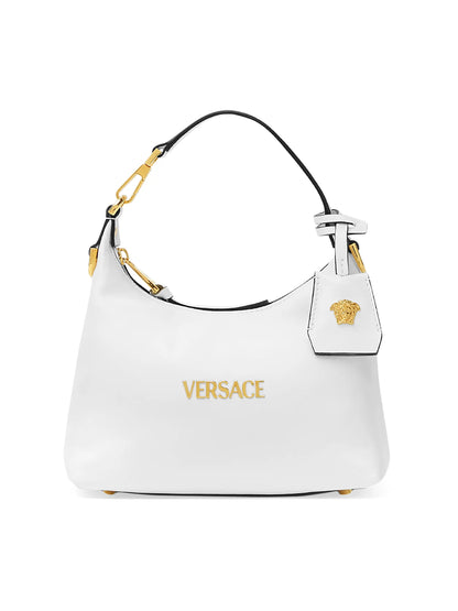 Versace Tag Leather Hobo Bag
