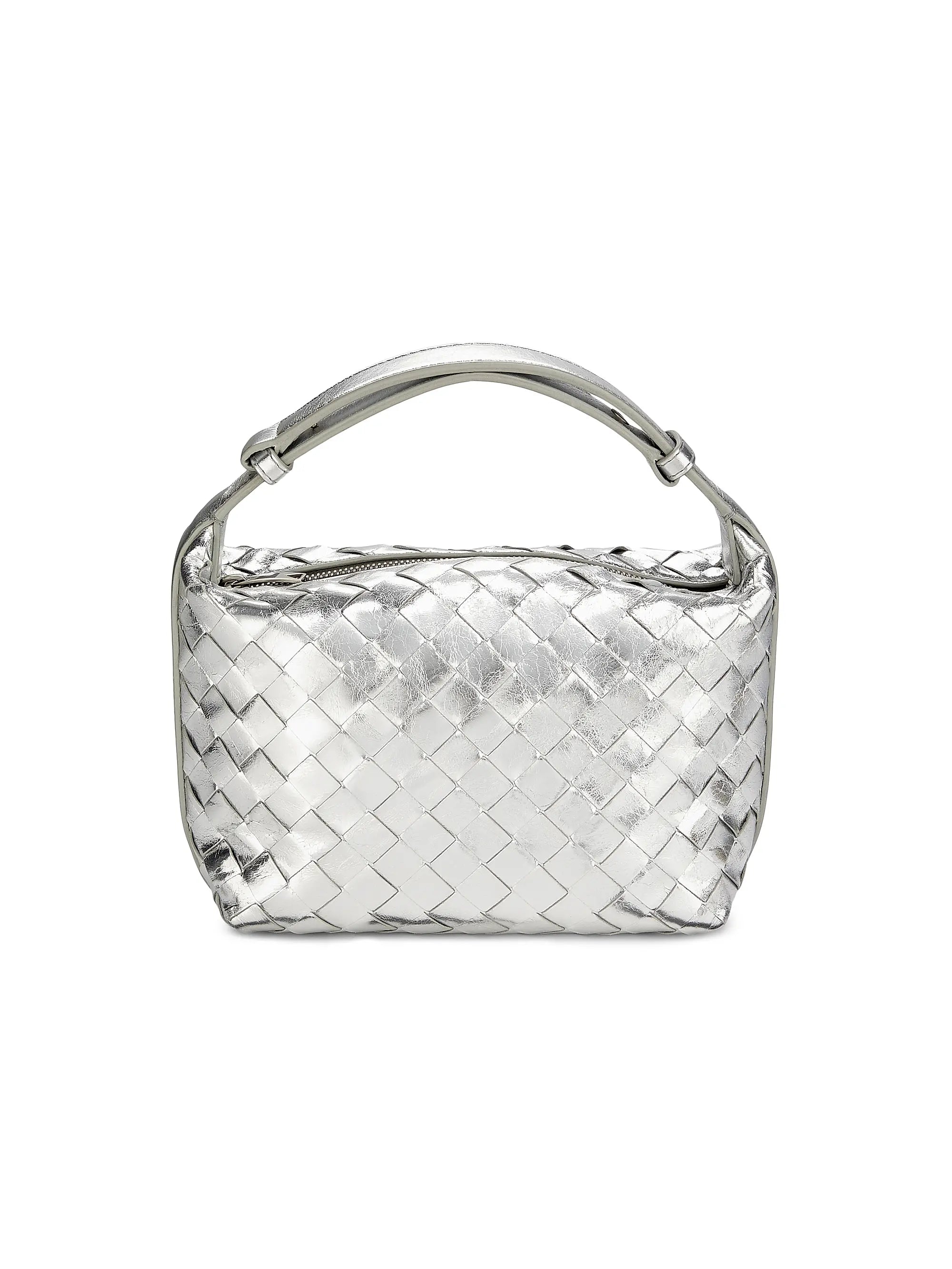 Bottega Veneta Mini Wallace Metallic Leather Top Handle Bag