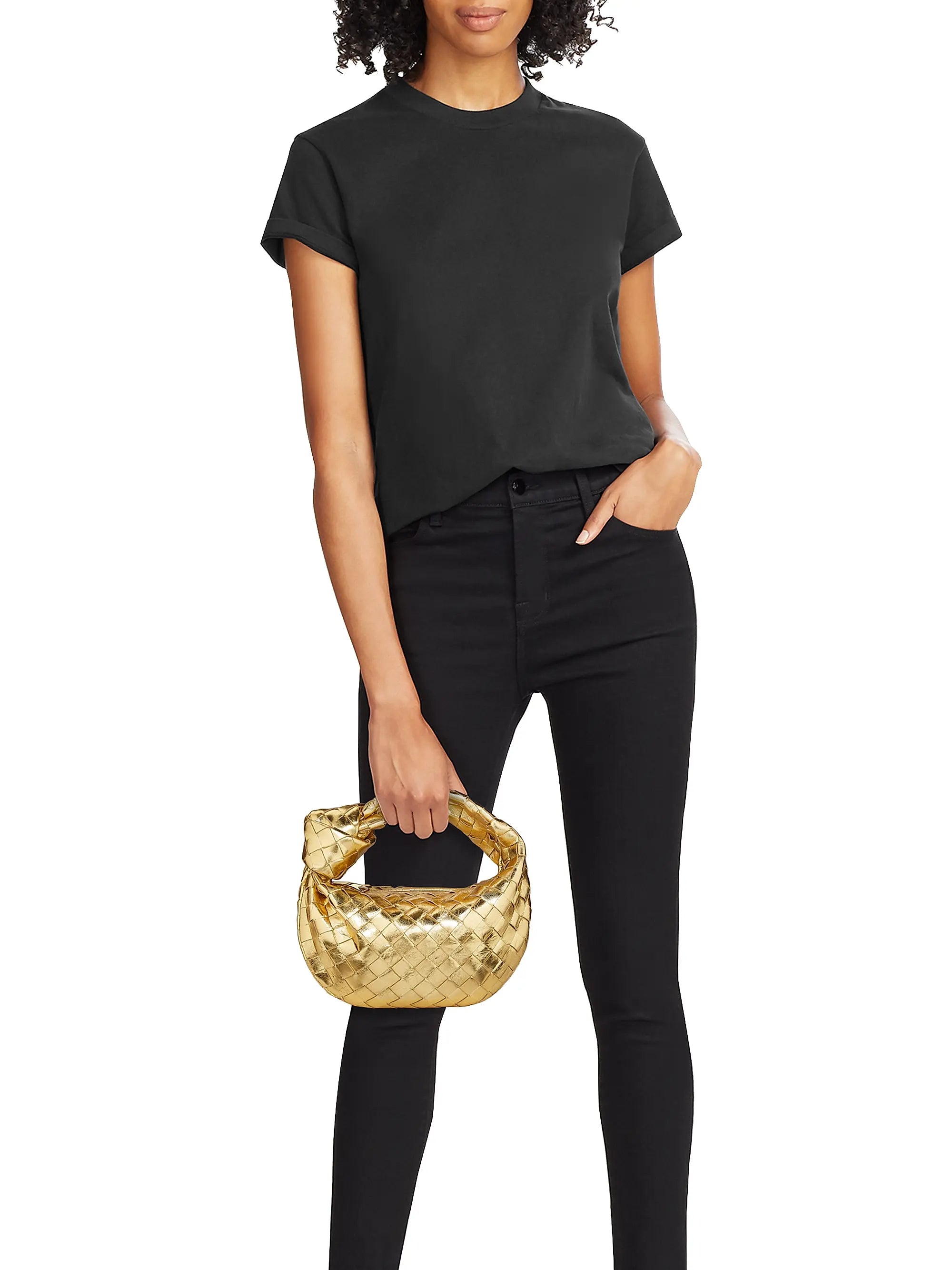 Bottega Veneta Mini Jodie Metallic Leather Top Handle Bag