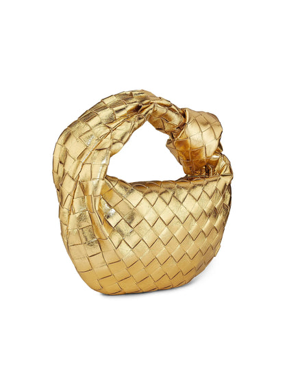 Bottega Veneta Mini Jodie Metallic Leather Top Handle Bag