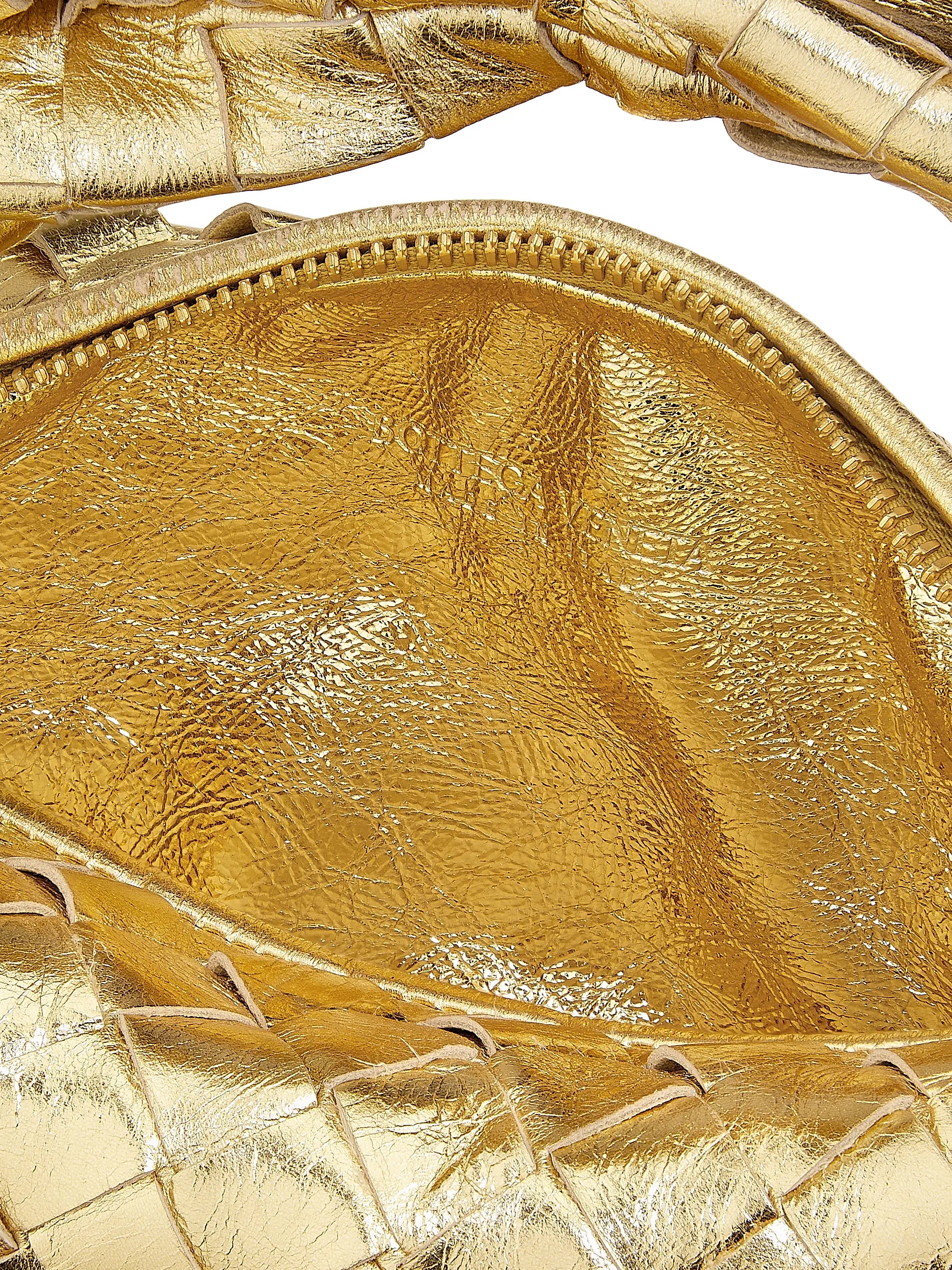 Bottega Veneta Mini Jodie Metallic Leather Top Handle Bag