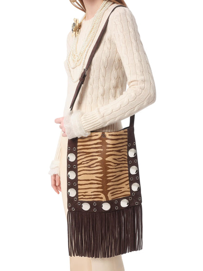 Valentino Garavani Nellcote Shoulder Bag in Animalier Pony-effect Calfskin