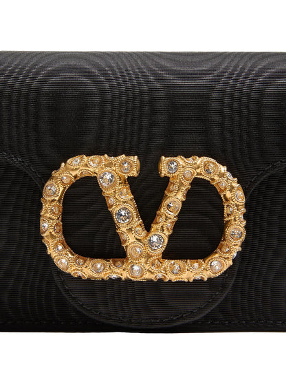 Valentino Garavani Locò Moiré Fabric Clutch with Jewel Logo