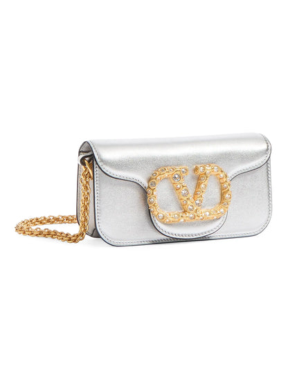Valentino Garavani Locò Small Shoulder Bag in Laminated Calfskin