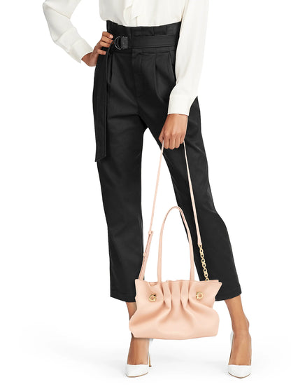 FERRAGAMO Small Gancio Piercing Gathered Leather Shoulder Bag