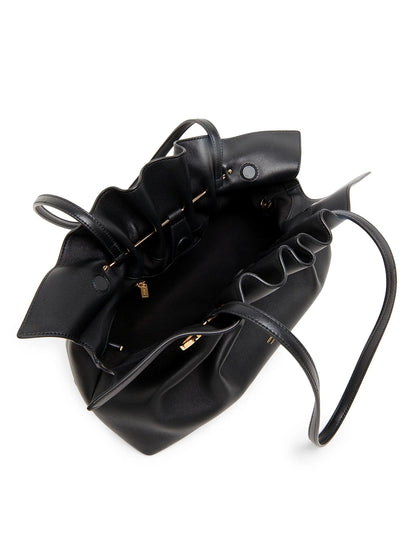 FERRAGAMO Medium Gancio Piercing Gathered Leather Shoulder Bag