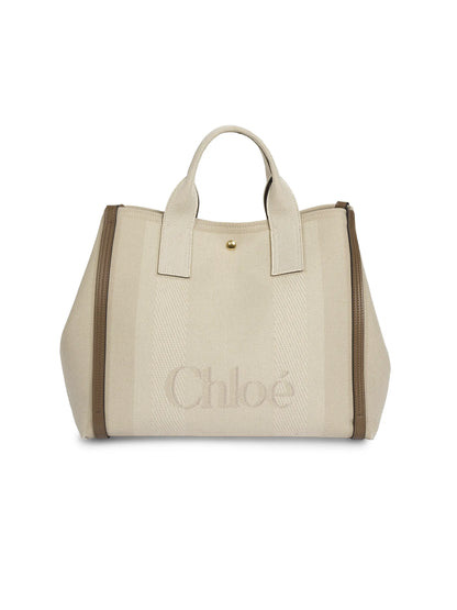 Chloé Medium Logo Canvas & Leather Tote Bag