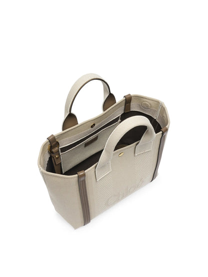 Chloé Small Logo Canvas & Leather Tote Bag