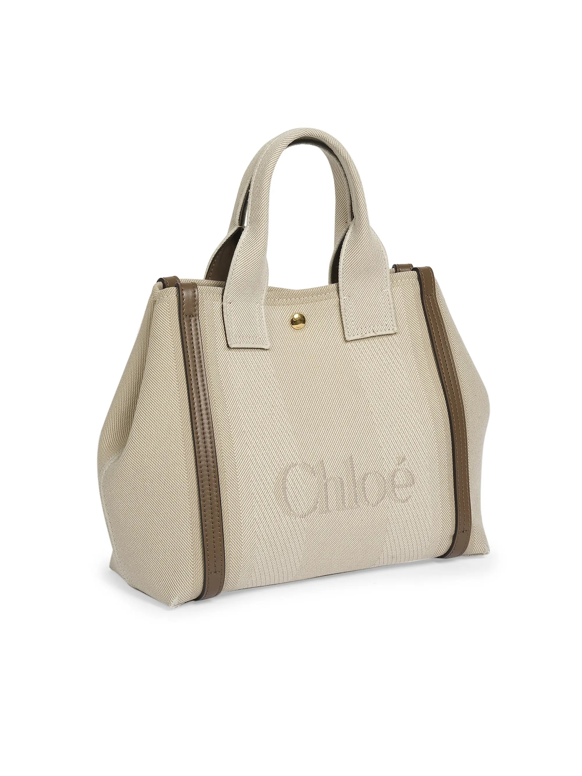 Chloé Small Logo Canvas & Leather Tote Bag