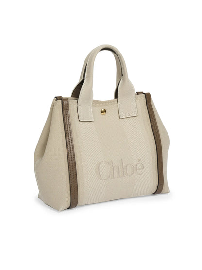Chloé Small Logo Canvas & Leather Tote Bag