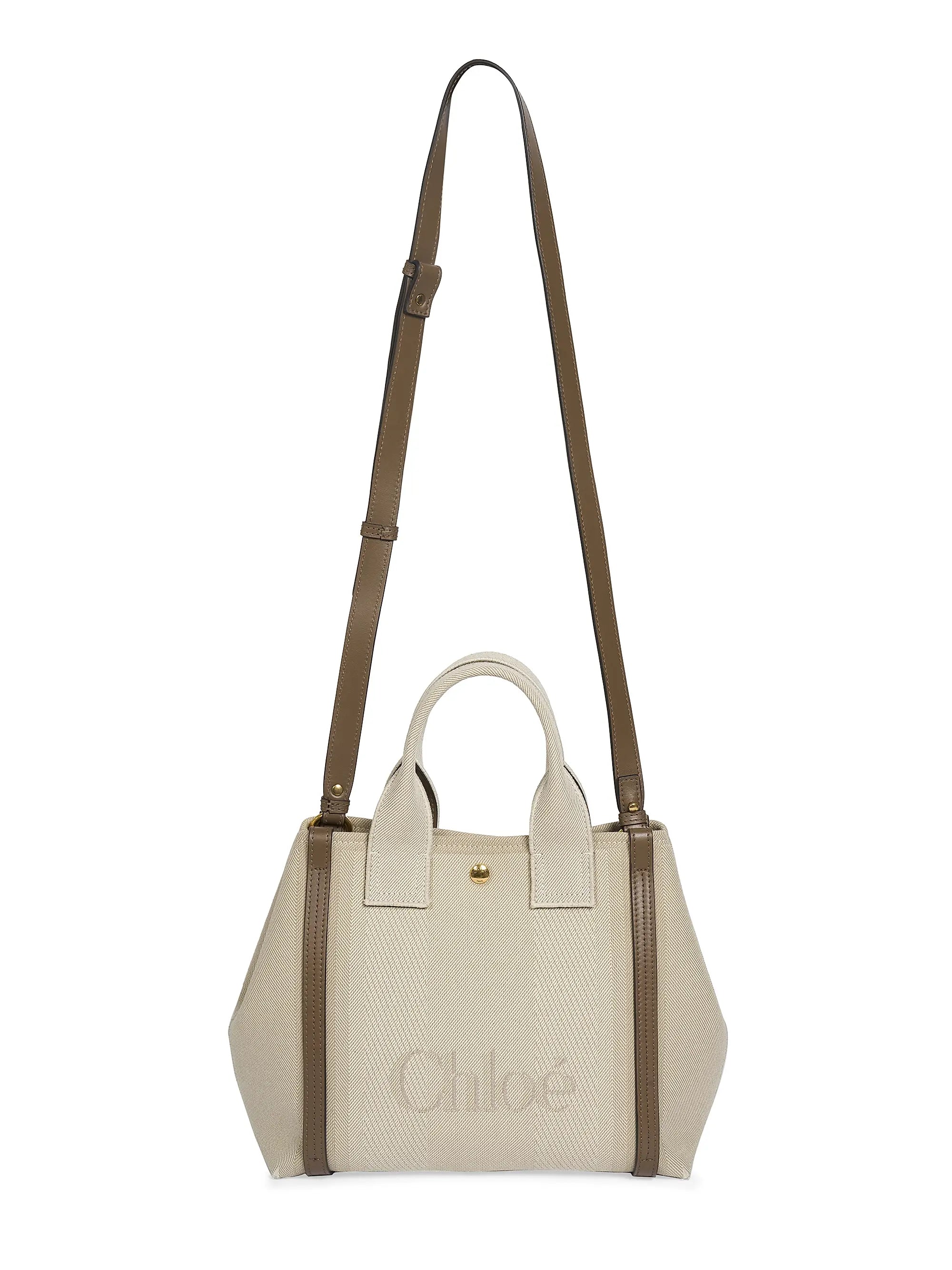 Chloé Small Logo Canvas & Leather Tote Bag