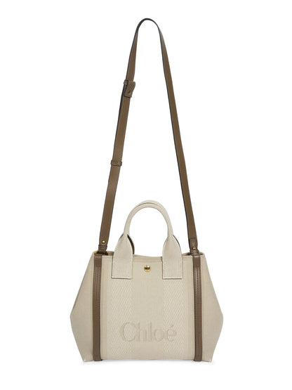 Chloé Small Logo Canvas & Leather Tote Bag