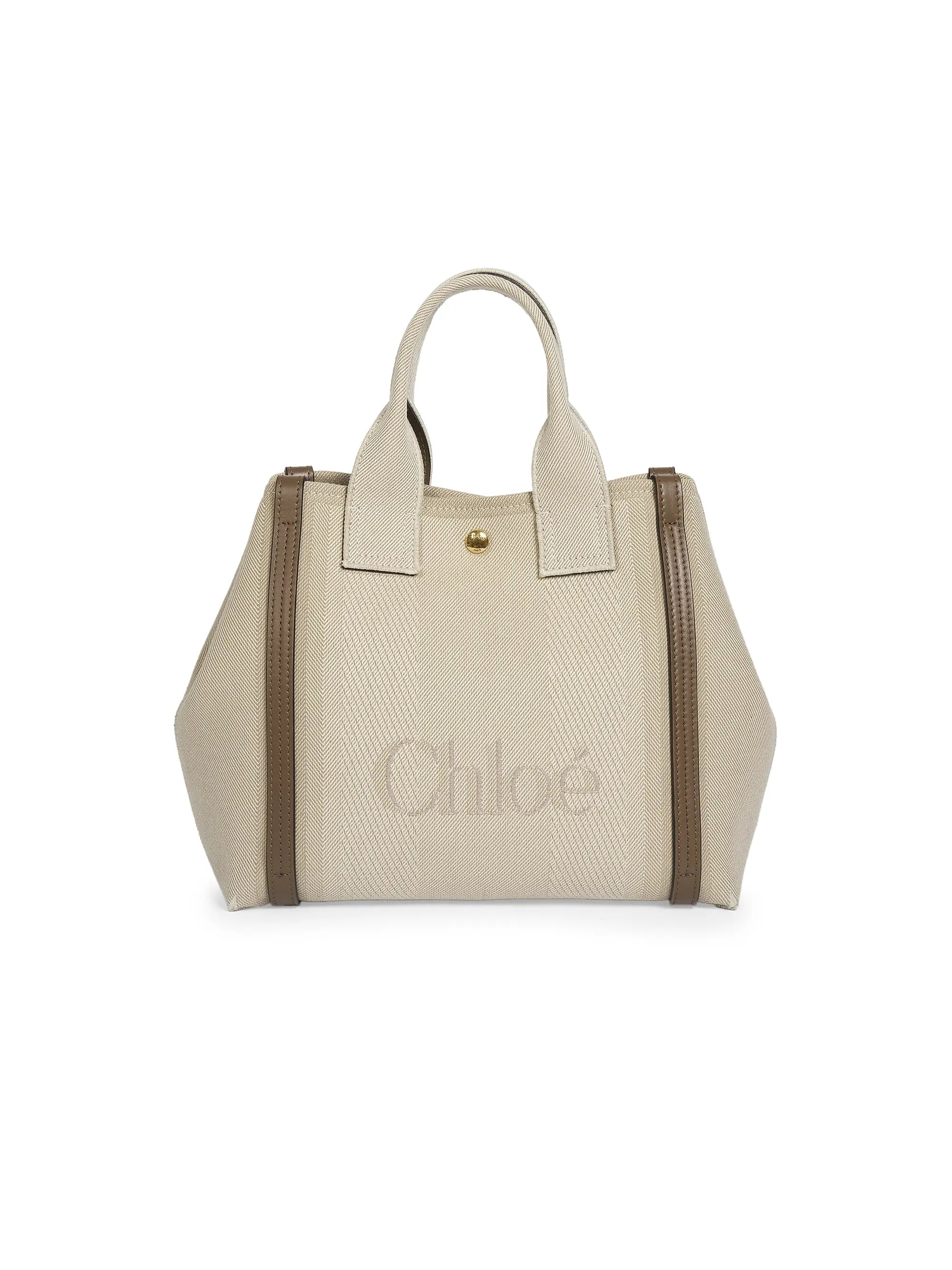 Chloé Small Logo Canvas & Leather Tote Bag