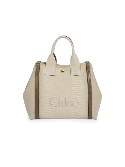 Chloé Small Logo Canvas & Leather Tote Bag