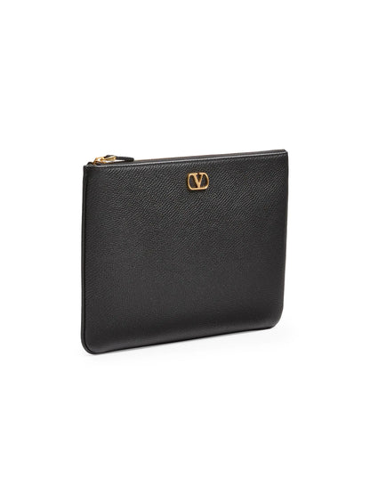Valentino Garavani VLogo Signature Grainy Calfskin Clutch Bag