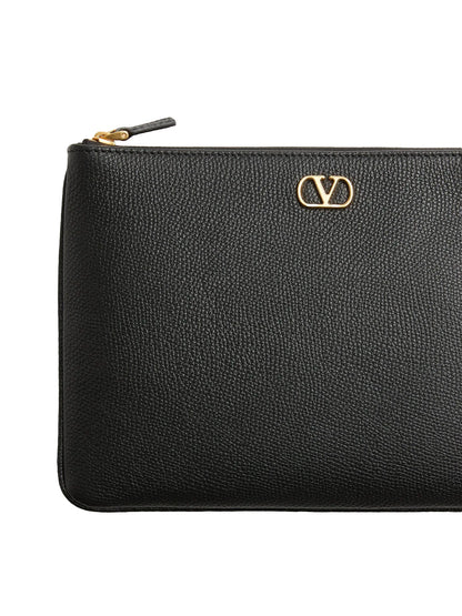 Valentino Garavani VLogo Signature Grainy Calfskin Clutch Bag