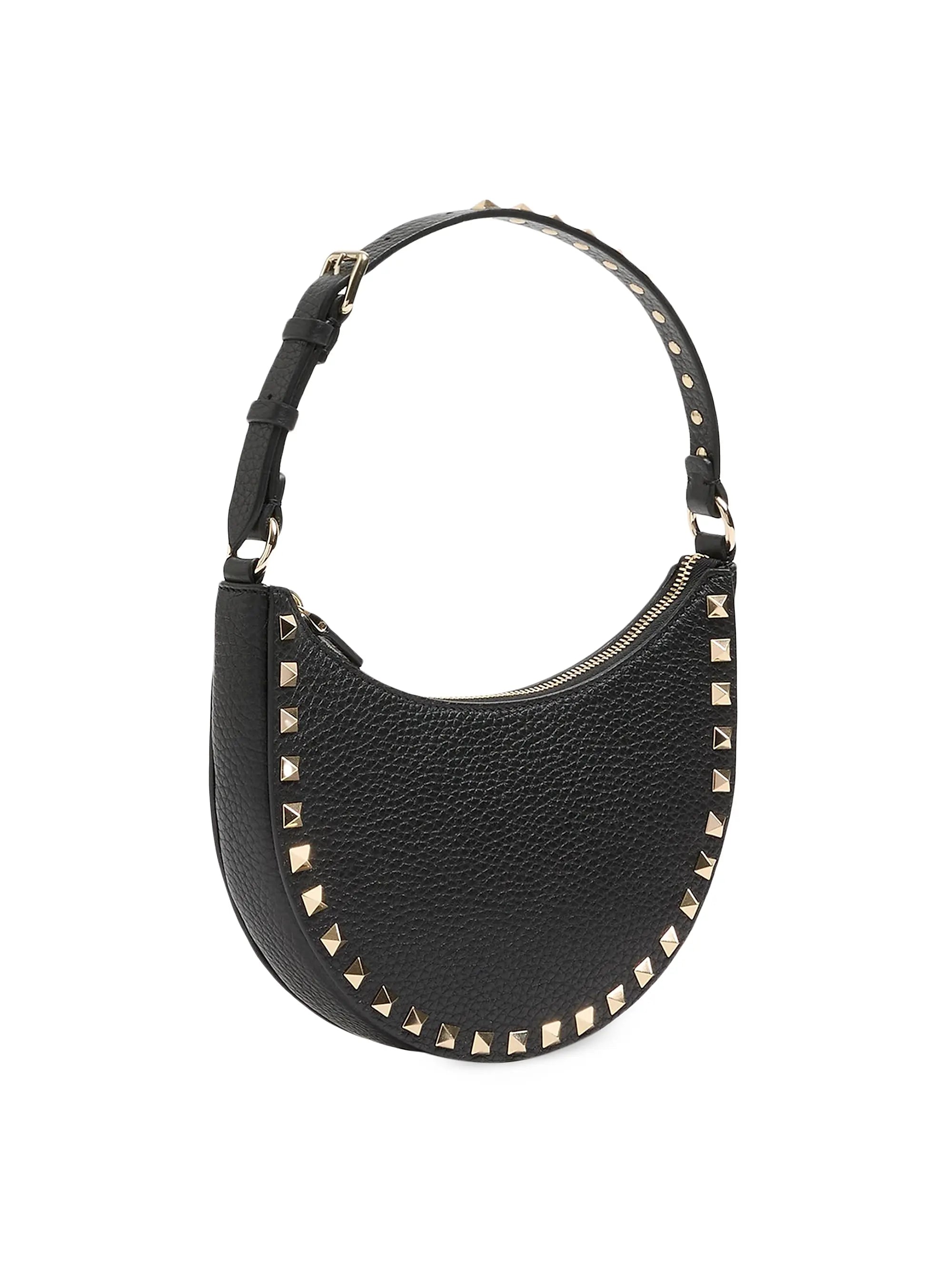 Valentino Garavani Mini Rockstud Hobo Bag in Grainy Calfskin