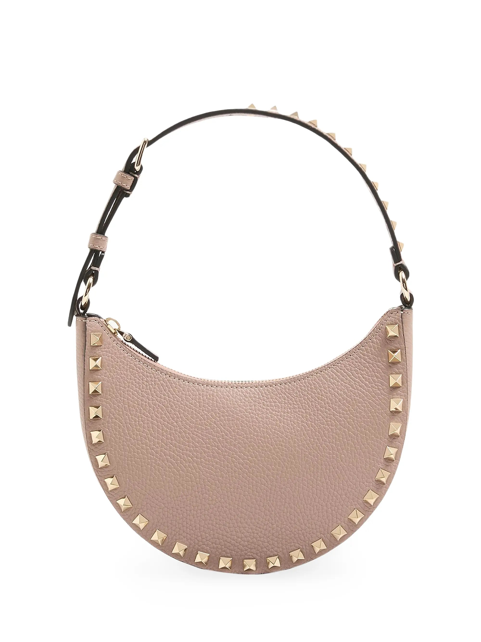 Valentino Garavani Mini Rockstud Hobo Bag in Grainy Calfskin