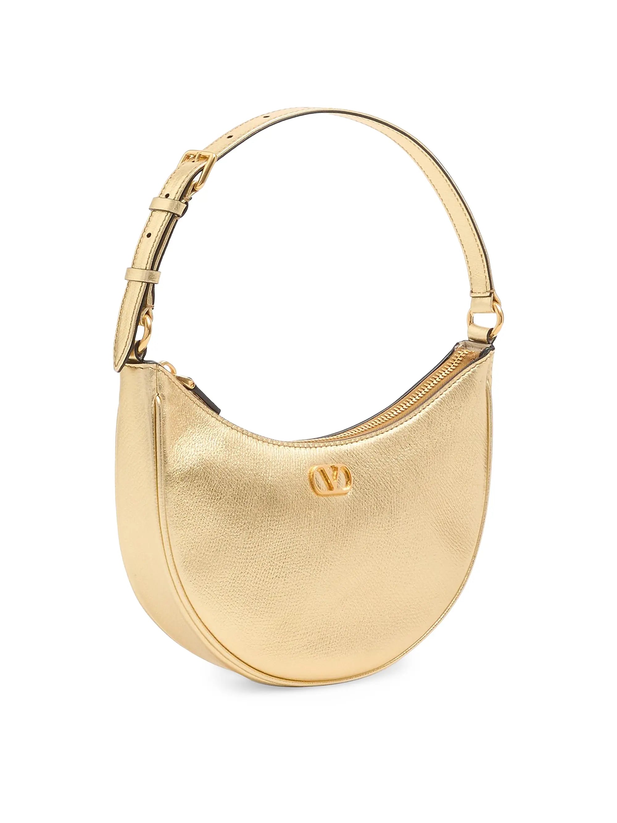 Valentino Garavani VLogo Signature Mini Hobo Bag in Laminated Grainy Calfskin