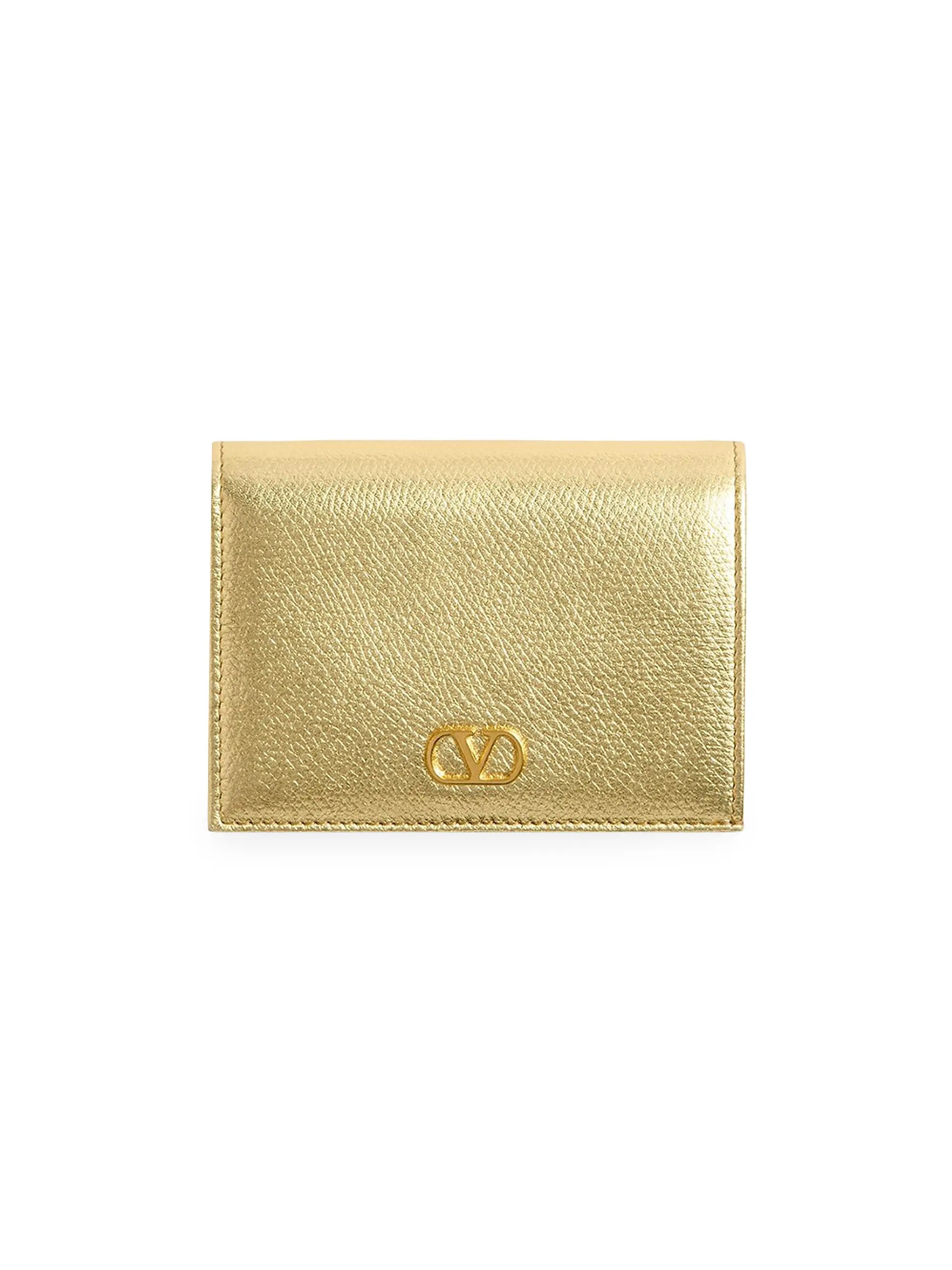 Valentino Garavani VLogo Signature Laminated Grainy Calfskin Wallet