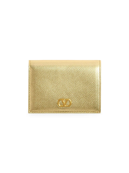 Valentino Garavani VLogo Signature Laminated Grainy Calfskin Wallet