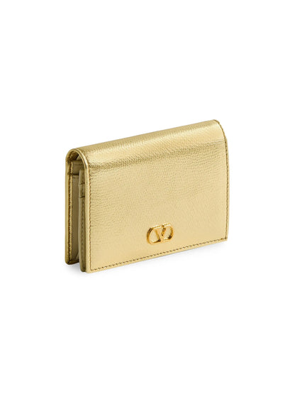 Valentino Garavani VLogo Signature Laminated Grainy Calfskin Wallet