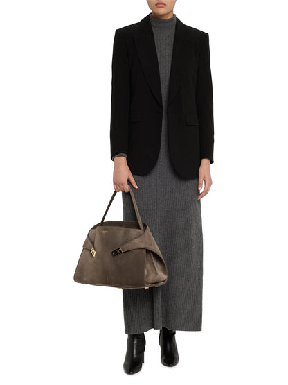 FERRAGAMO Medium Hug Soft Suede Top Handle Bag