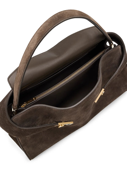 FERRAGAMO Medium Hug Soft Suede Top Handle Bag