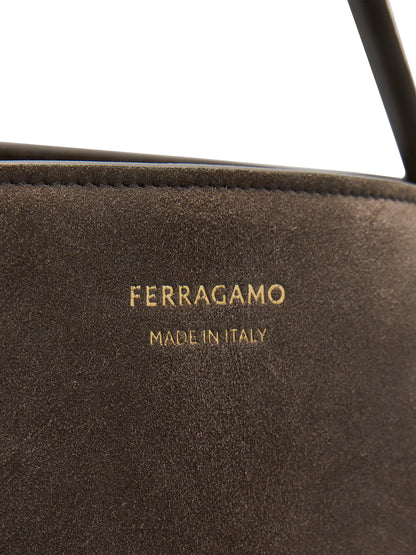 FERRAGAMO Medium Hug Soft Suede Top Handle Bag