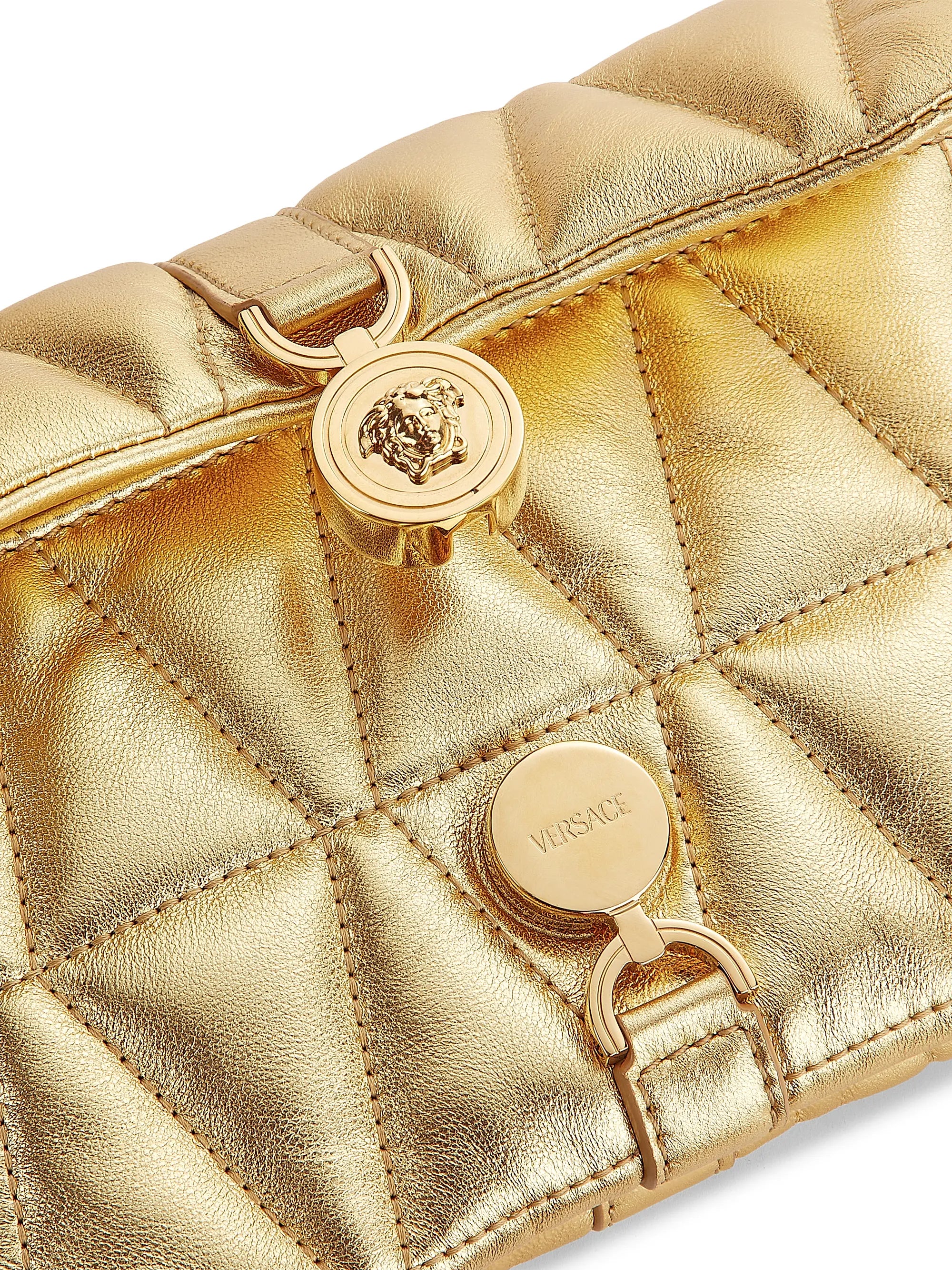 Versace Mini Kleio Metallic Quilted Leather Crossbody Bag