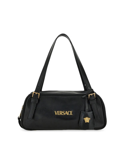 Versace Tag Bowling Leather Shoulder Bag