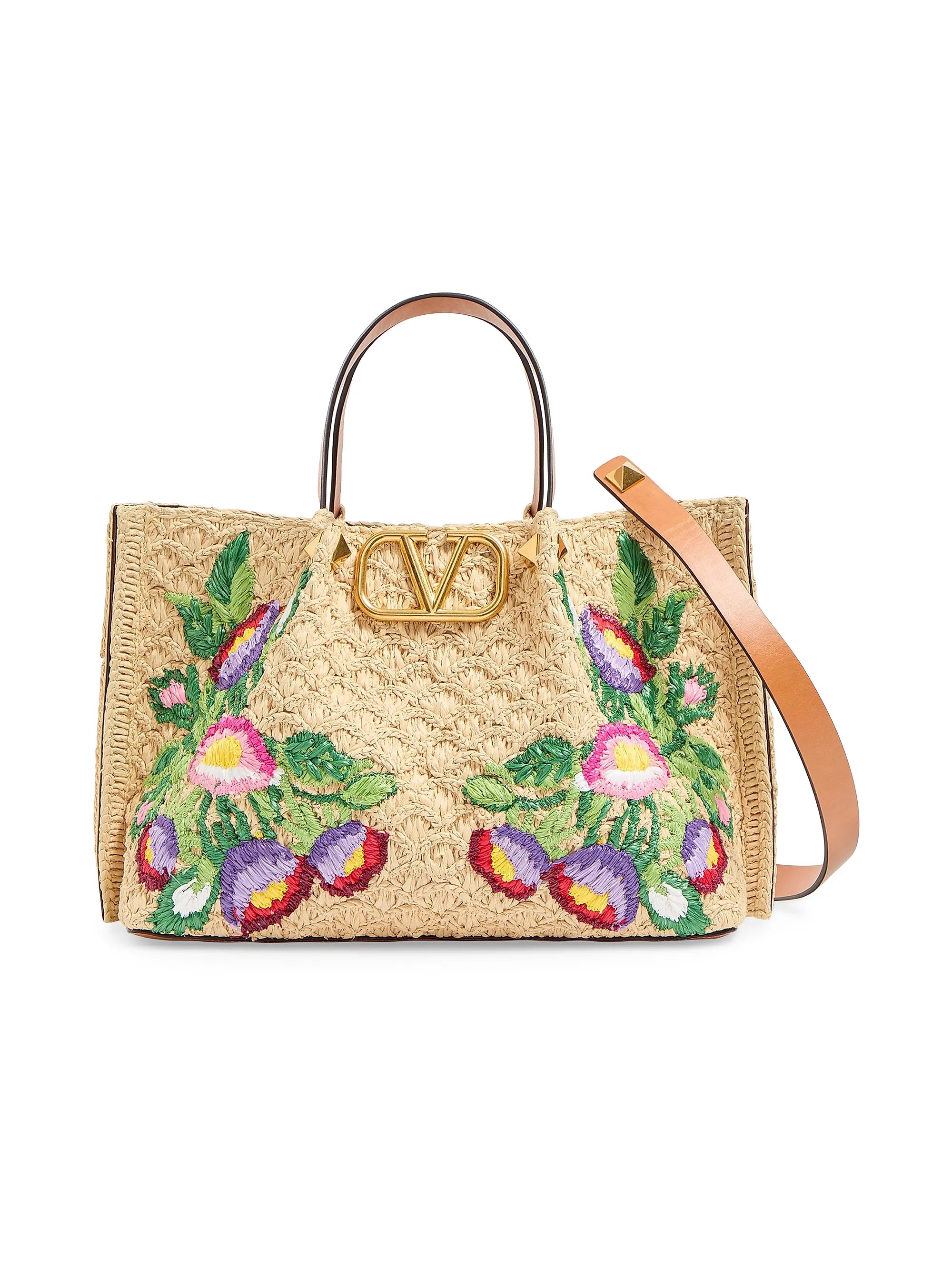 Valentino Garavani Medium Shopping Tote Bag in Synthetic Raffia