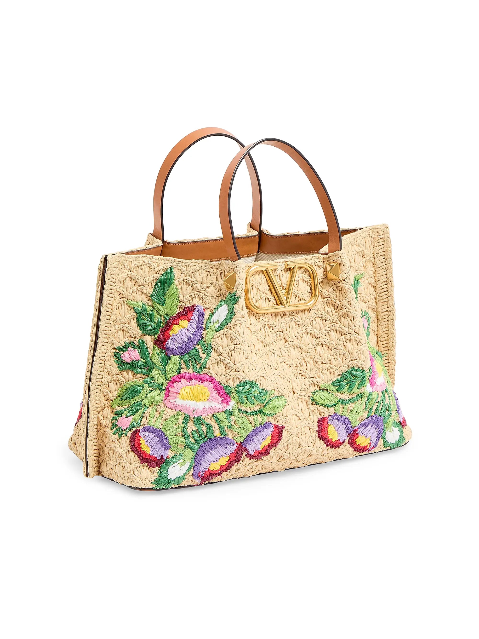 Valentino Garavani Medium Shopping Tote Bag in Synthetic Raffia
