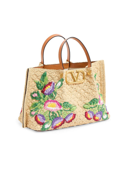 Valentino Garavani Medium Shopping Tote Bag in Synthetic Raffia