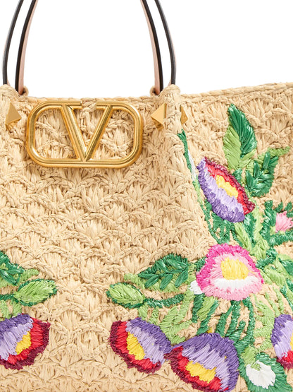 Valentino Garavani Medium Shopping Tote Bag in Synthetic Raffia
