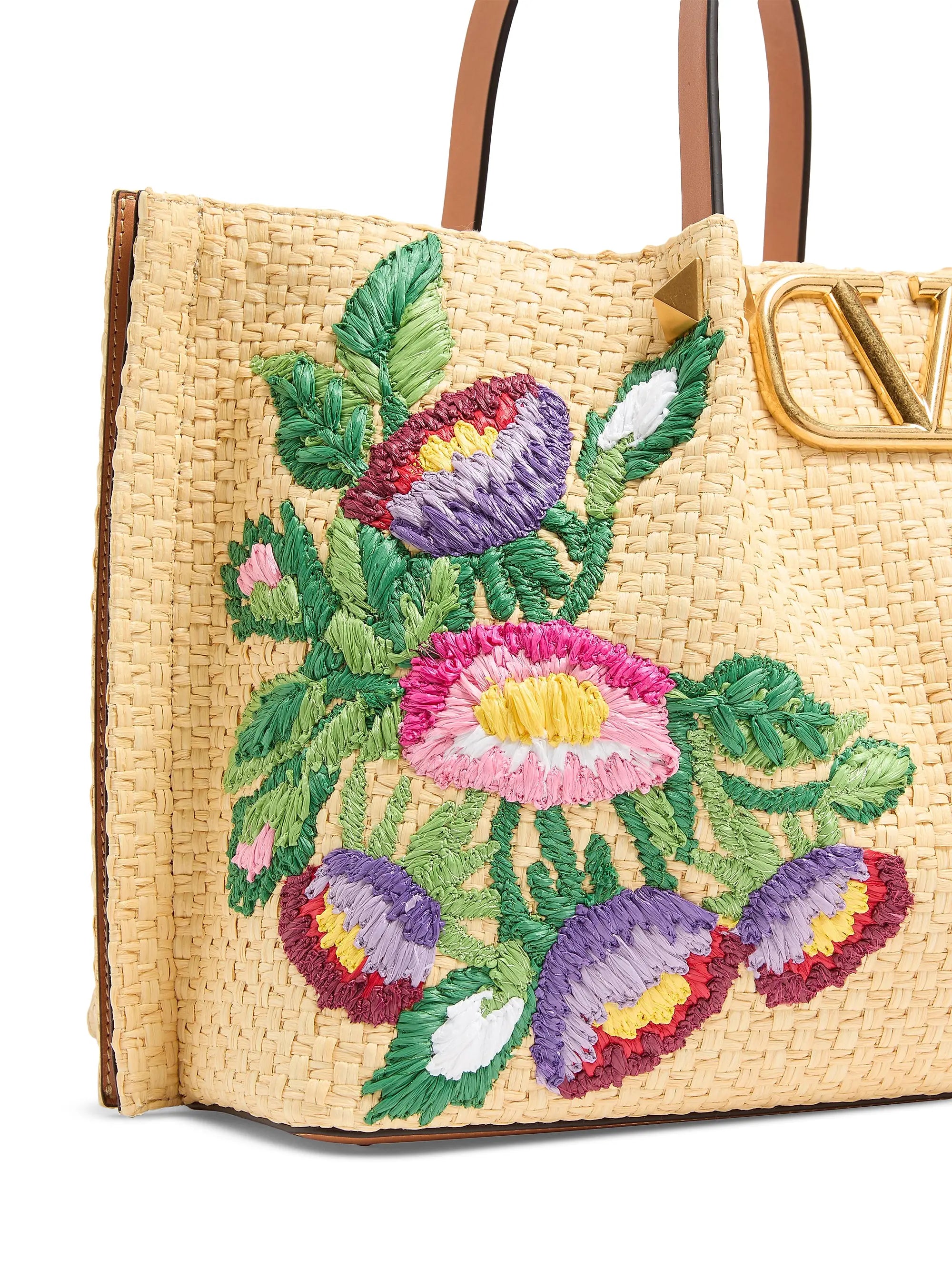 Valentino Garavani Medium Shopping Tote Bag in Synthetic Raffia