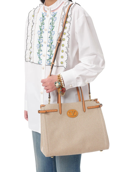 Valentino Garavani Antibes Medium Canvas Shopping Tote Bag