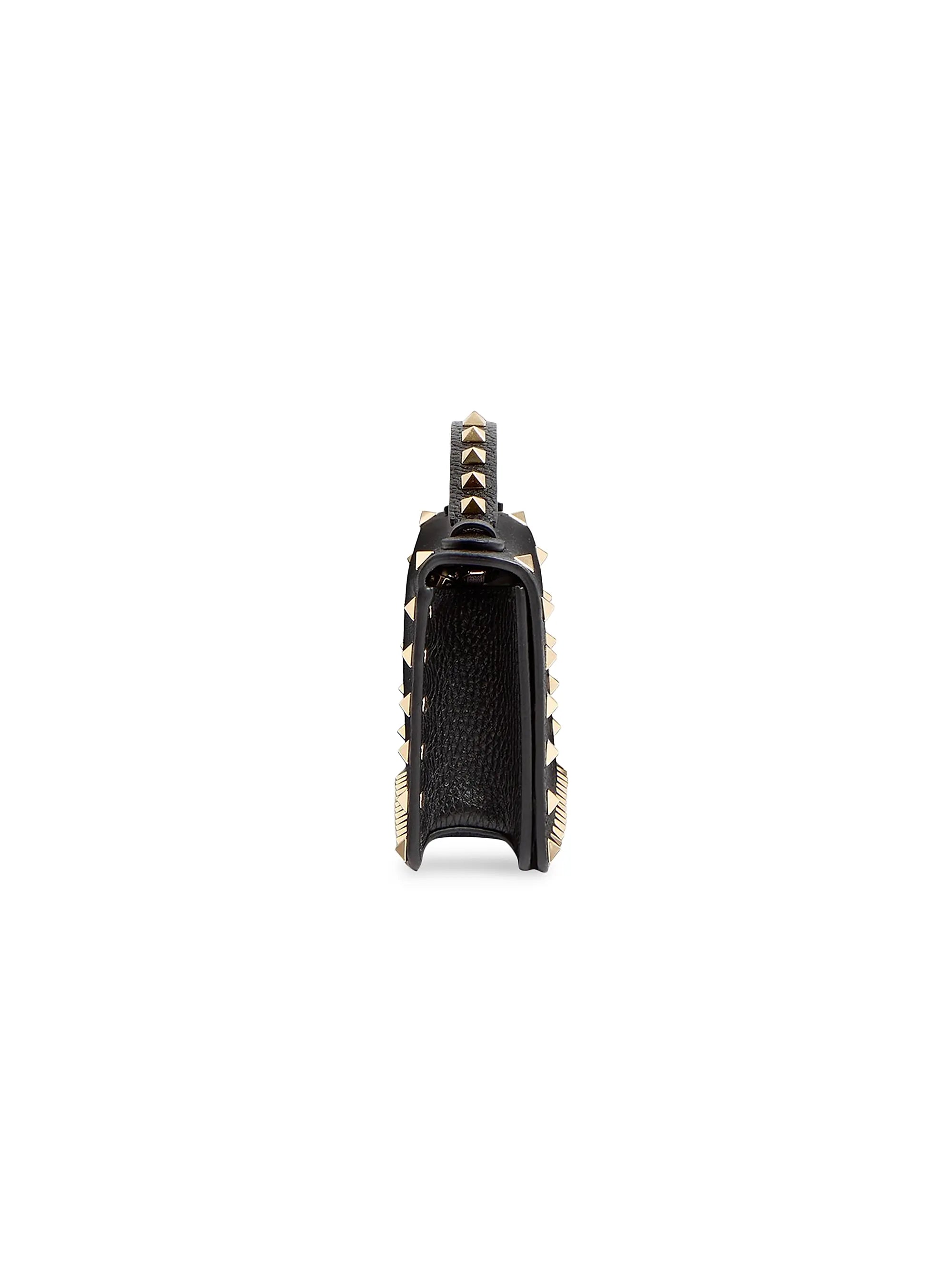 Valentino Garavani Rockstud Wallet with Chain in Grainy Calfskin
