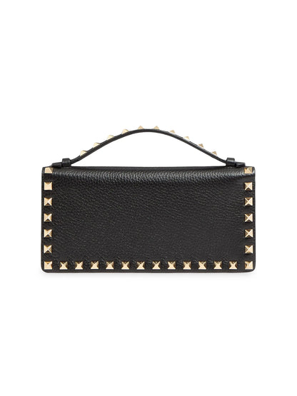 Valentino Garavani Rockstud Wallet with Chain in Grainy Calfskin