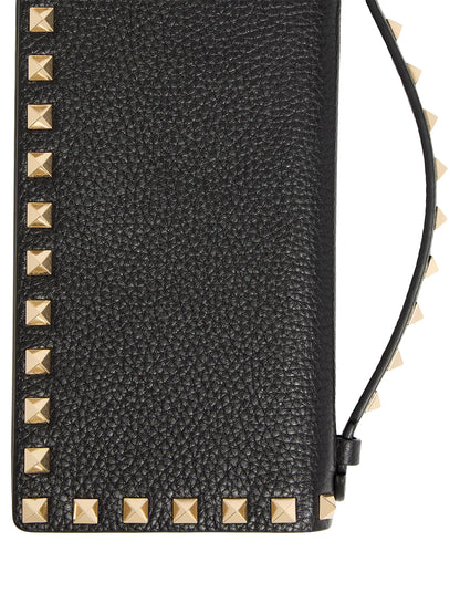 Valentino Garavani Rockstud Wallet with Chain in Grainy Calfskin