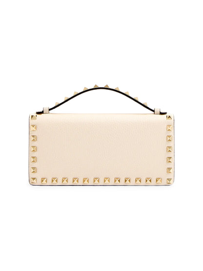 Valentino Garavani Rockstud Wallet with Chain in Grainy Calfskin