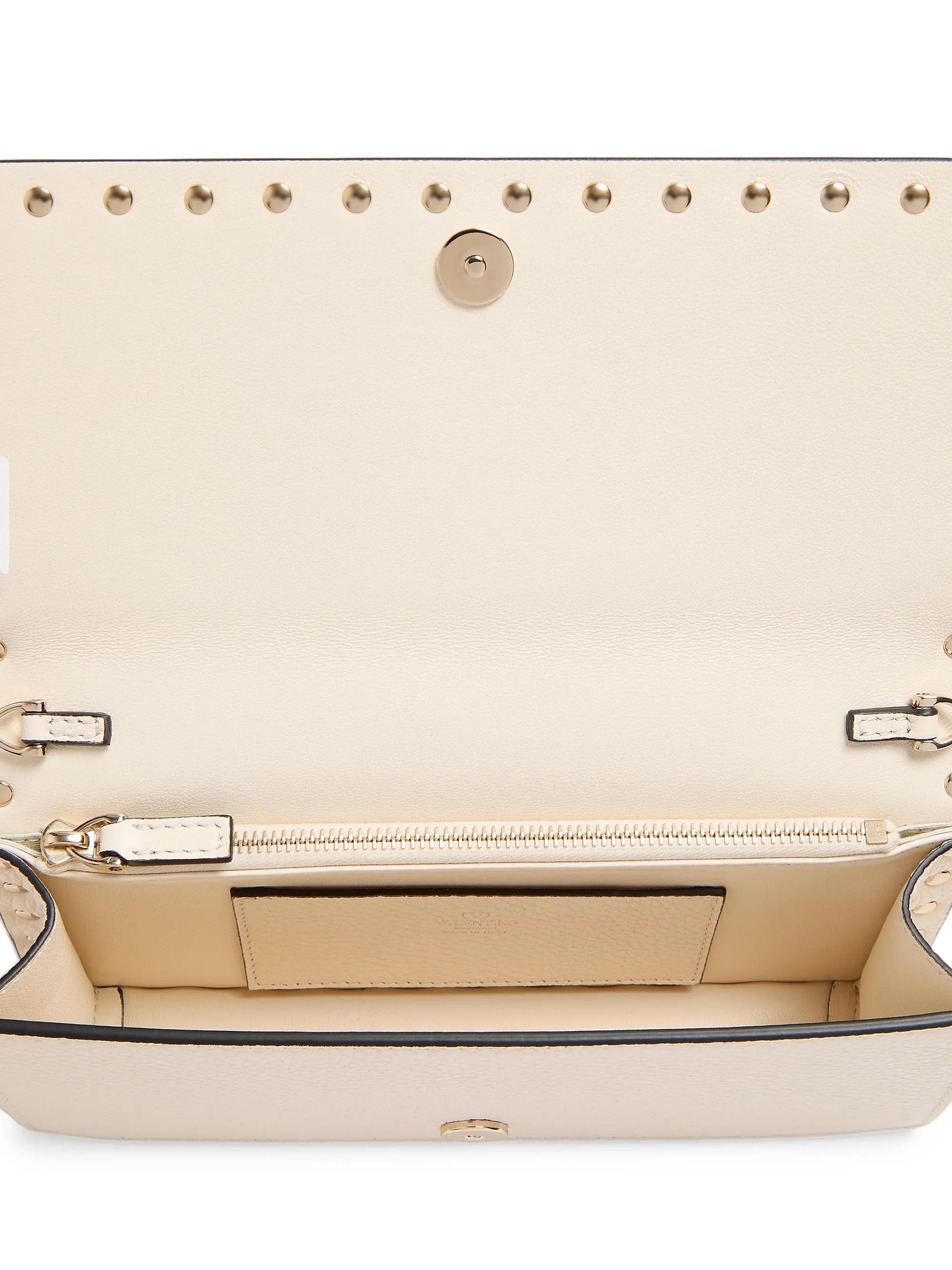 Valentino Garavani Rockstud Wallet with Chain in Grainy Calfskin